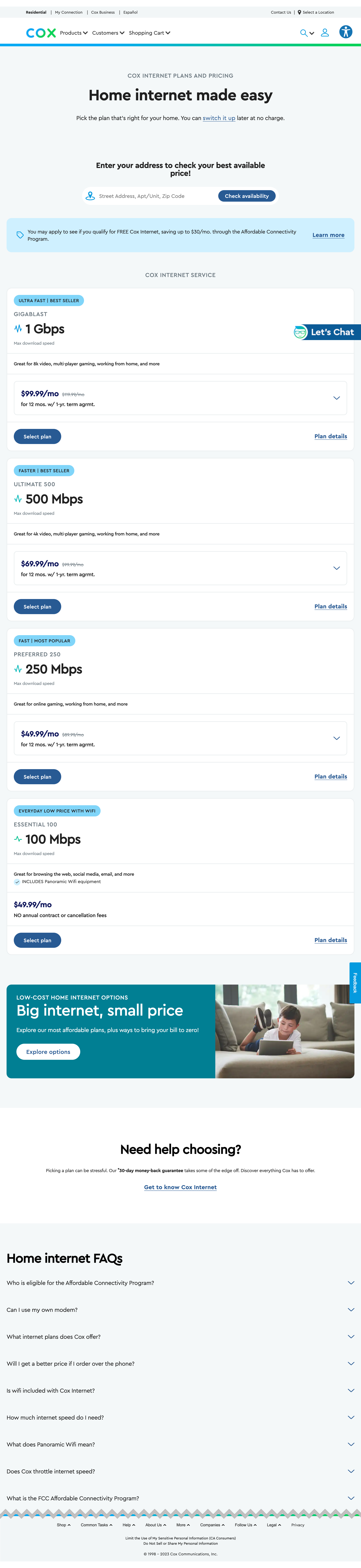 COX’s Plan Matrix 12 of 66 Plan Matrix Examples Baymard Institute